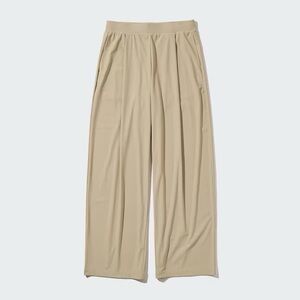 NWT Uniqlo Khaki Ultra Stretch AIRism Straight Wide Pants Small 26/27